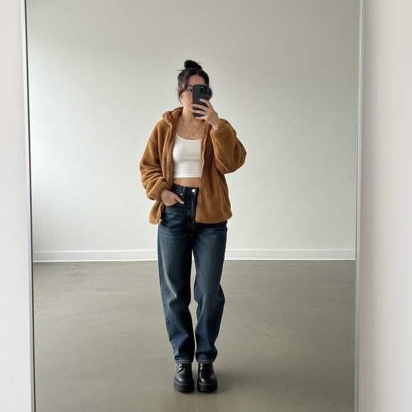 PINK Victoria's Secret Jackets & Blazers - PINK Victoria's Secret Brown Teddy Sherpa Full Zip Jacket Women's Size L